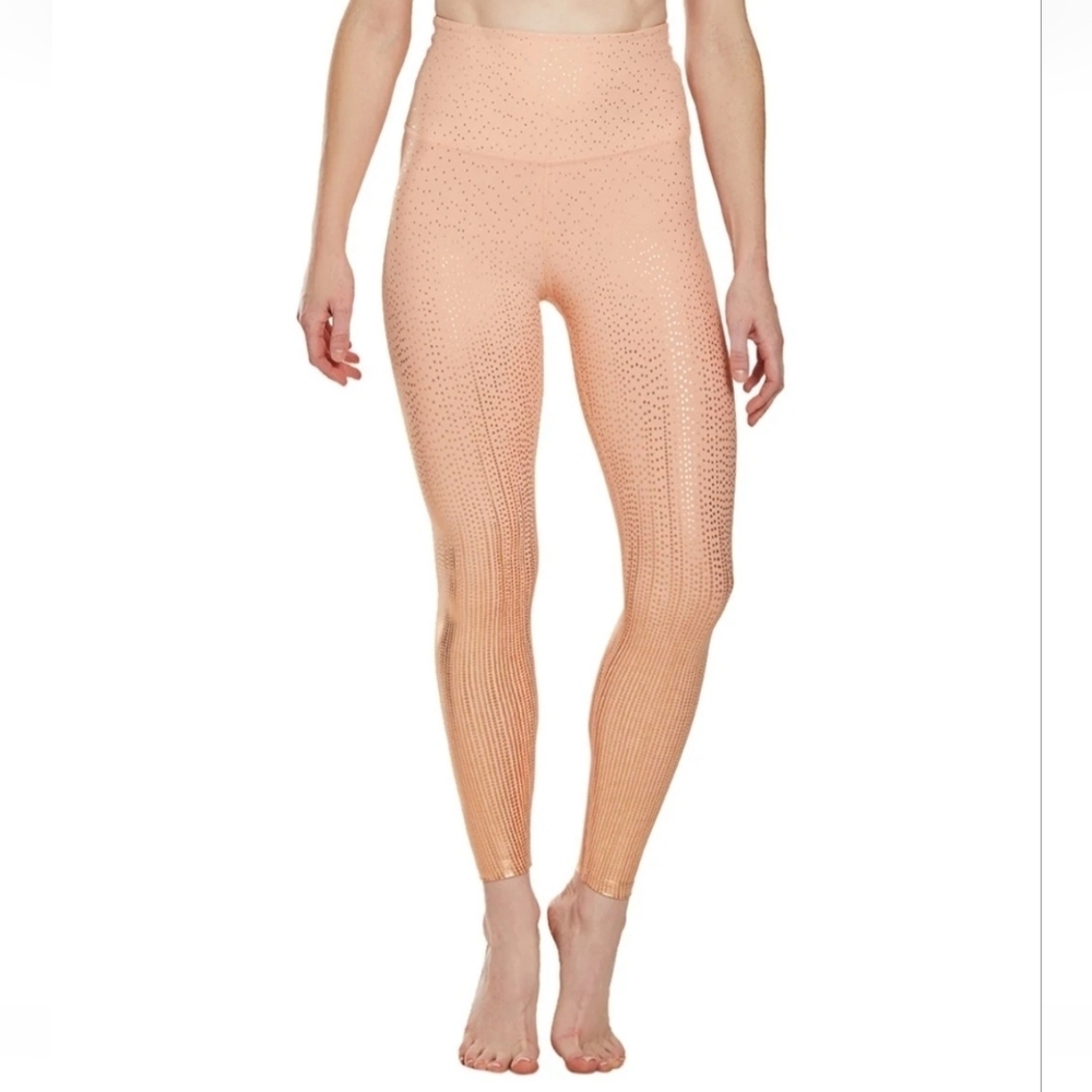 Beyond Yoga Drip Dot High Waisted Midi Legging in Coral Dust Rose Gold Sz M